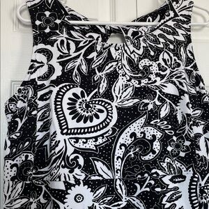 Talbots sz X sleeveless maxi dress black/white paisley & floral keyhole cut-out